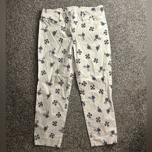White trousers with black floral print loft brand size 6